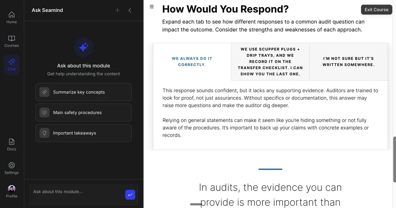 Personalized learning and coaching using AI for every crew member